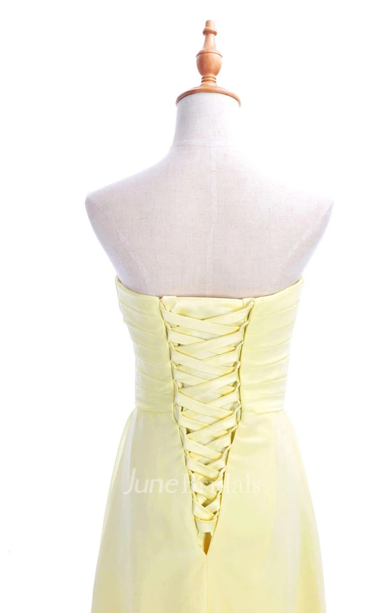 Sweetheart Criss-cross Chiffon A-line Dress With Lace-up Back