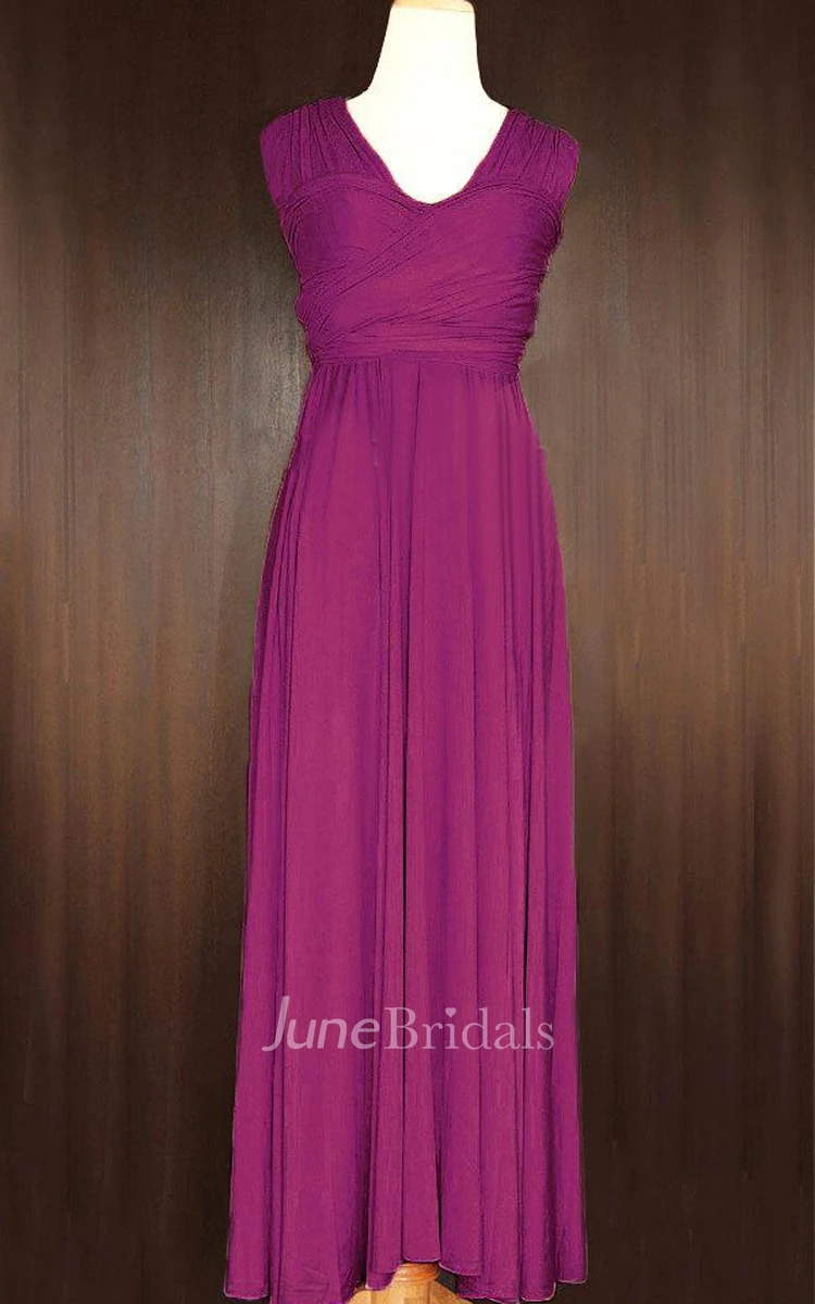 Maxi Magenta Bridesmaid Convertible Wrap Full Length Wedding Cocktail Dress