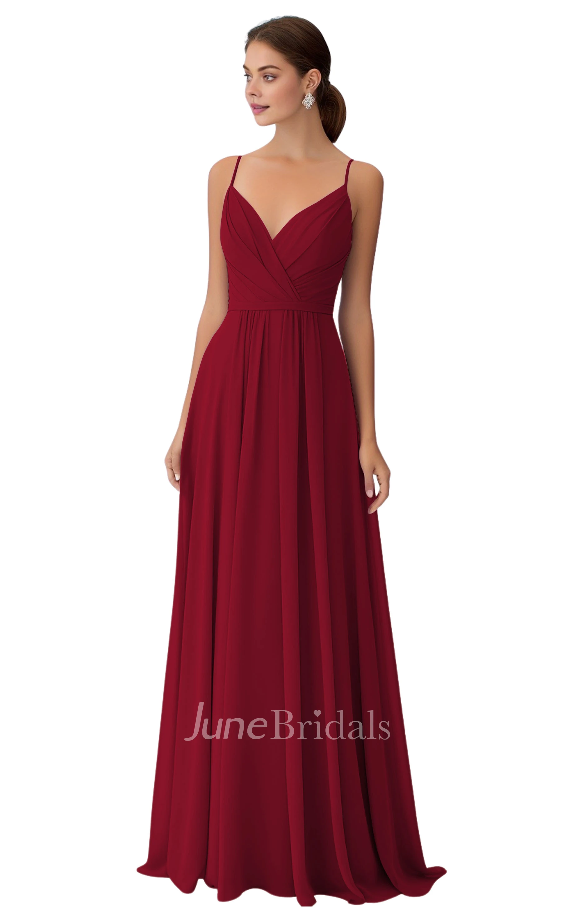 Bohemian V-neck A-Line Chiffon Bridesmaid Dress