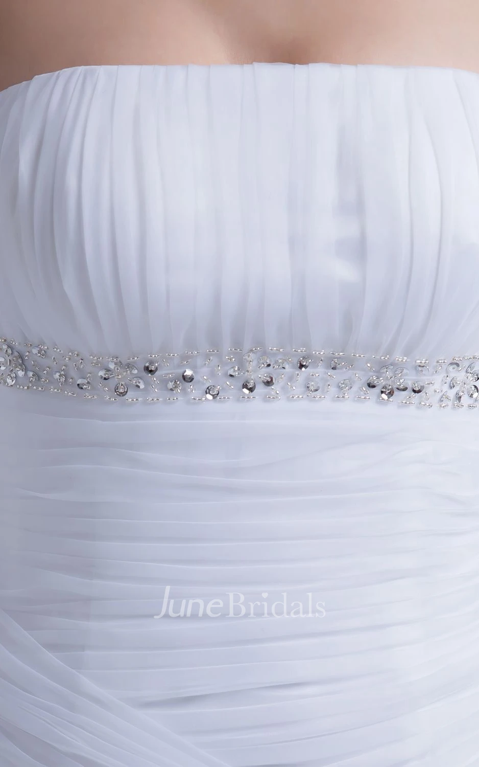 Gorgeous Strapless Ruched A-Line Dress With Tiers and Beading