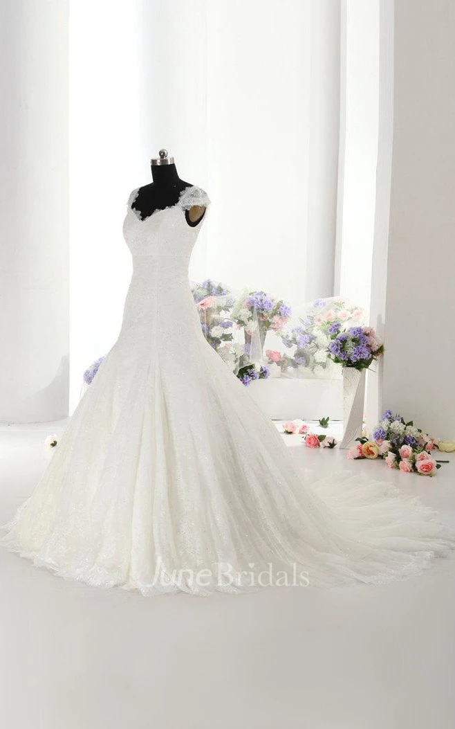 Beautiful Lace Mermaid Wedding Dress With Cap Sleeves Made to Order