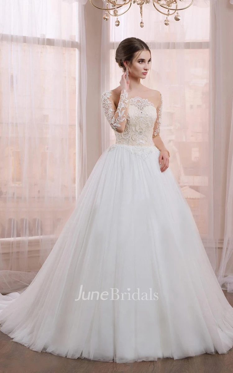 Sleeveless Sleeve Tulle Lace Weddig Dress