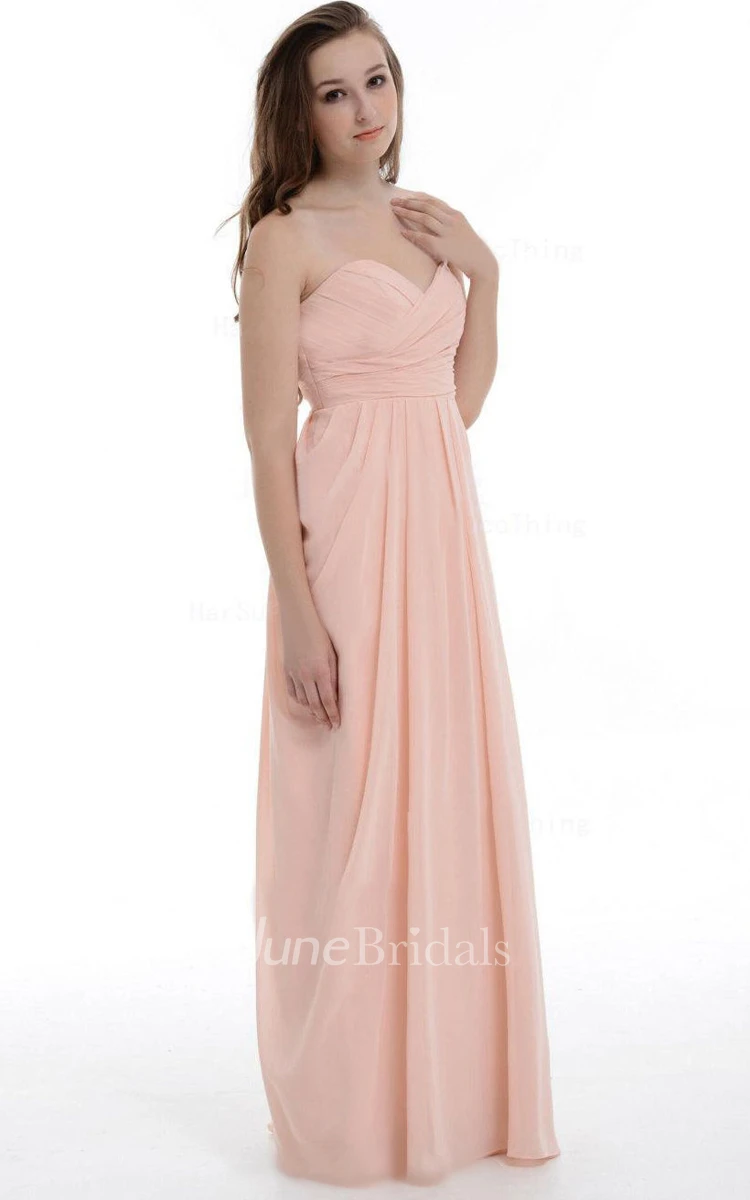 A-line Long Sweetheart Chiffon Dress With Ruffles
