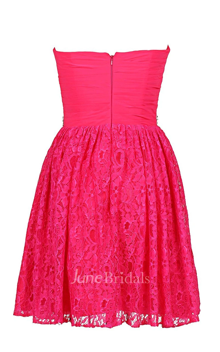 Sweetheart Basque Lace Dress With Beading Embellishments
