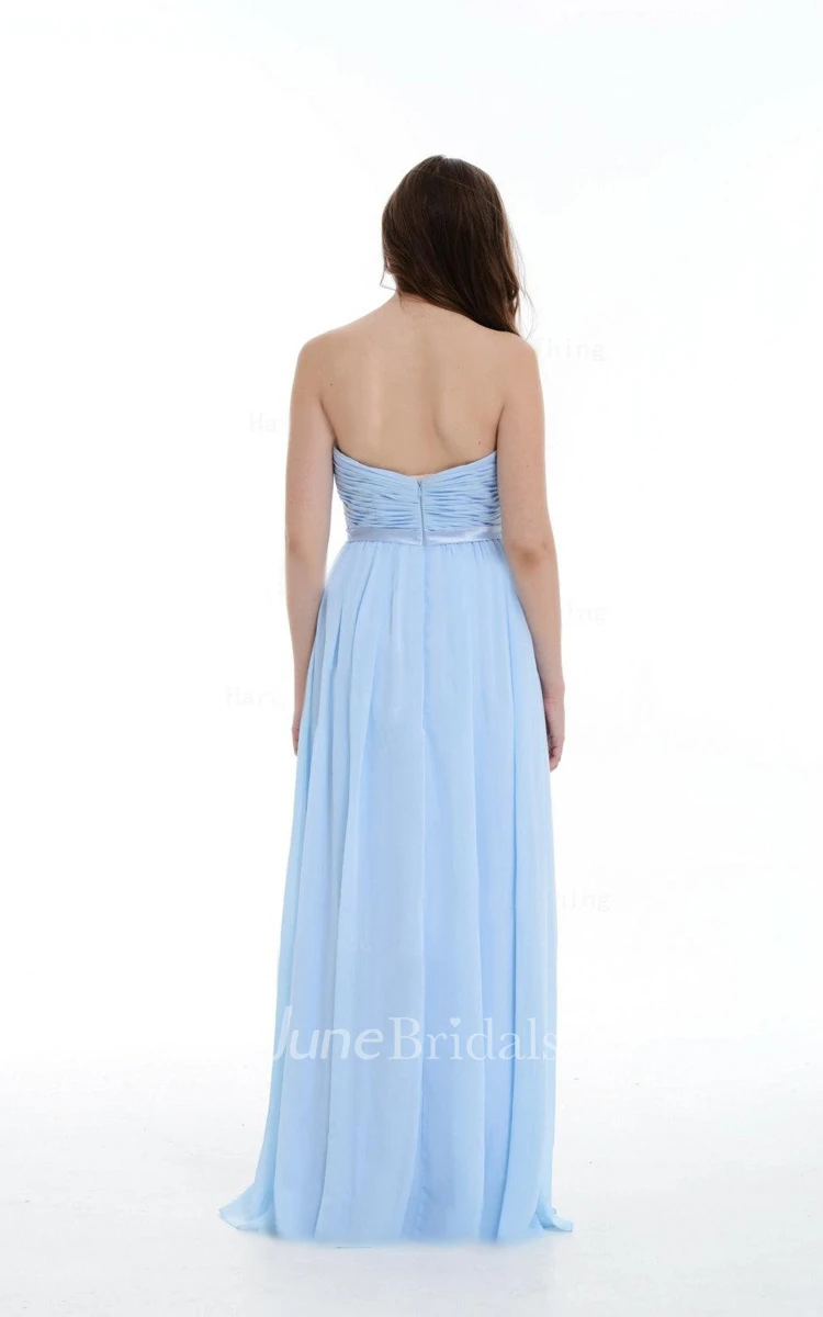 Long Sweetheart Chiffon Dress With Ruffles