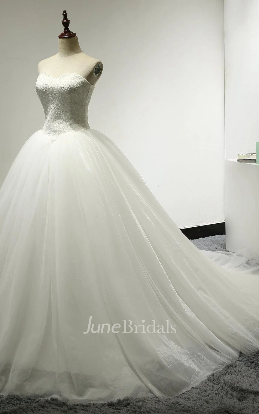 Sweetheart Tulle Puffy Ball Gown With Lace Corset Top