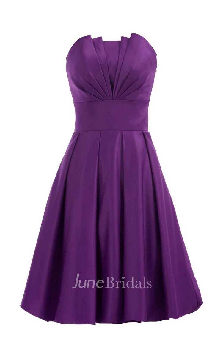 Strapless A-line Short Ruffled Dress With Flower