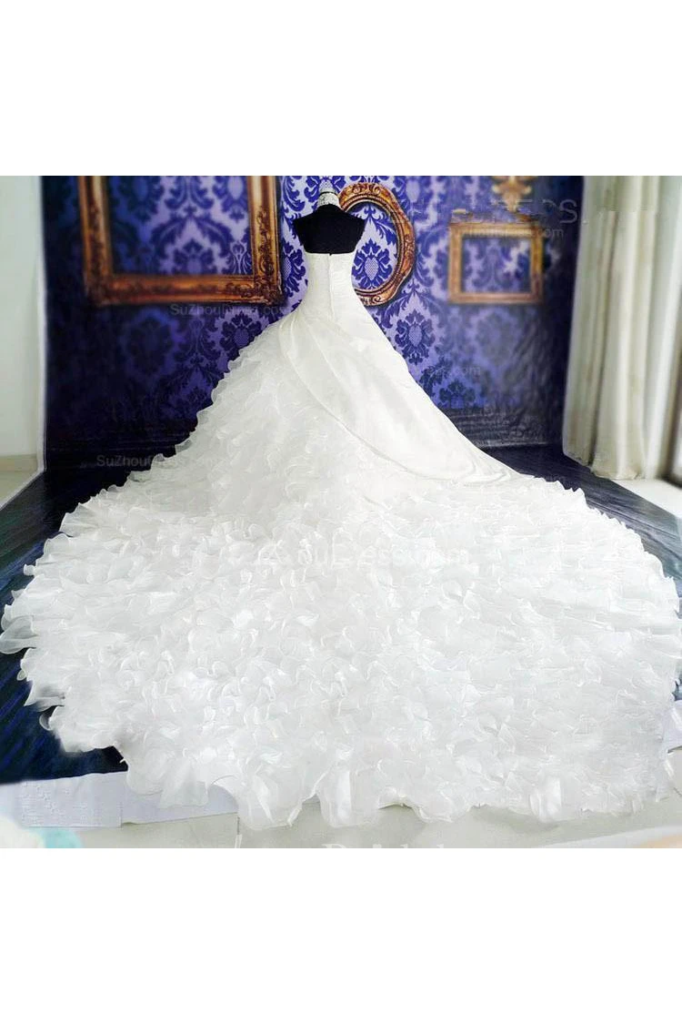 Gorgeous Ruffles Lace High Neck Wedding Dress Court Train Zipper
