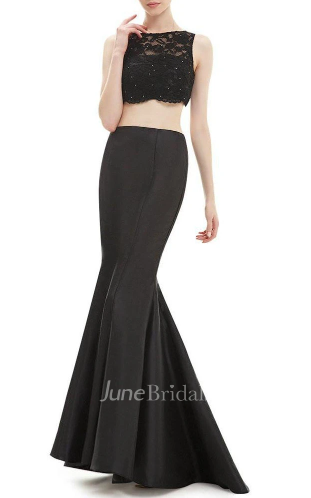 Trumpet Maxi Sleeveless Dress with Bateau Neck