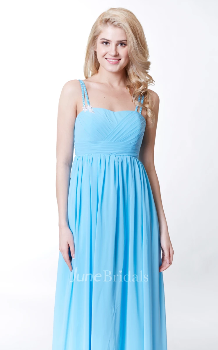 Unique Empire Chiffon Long Dress With Spaghetti Straps