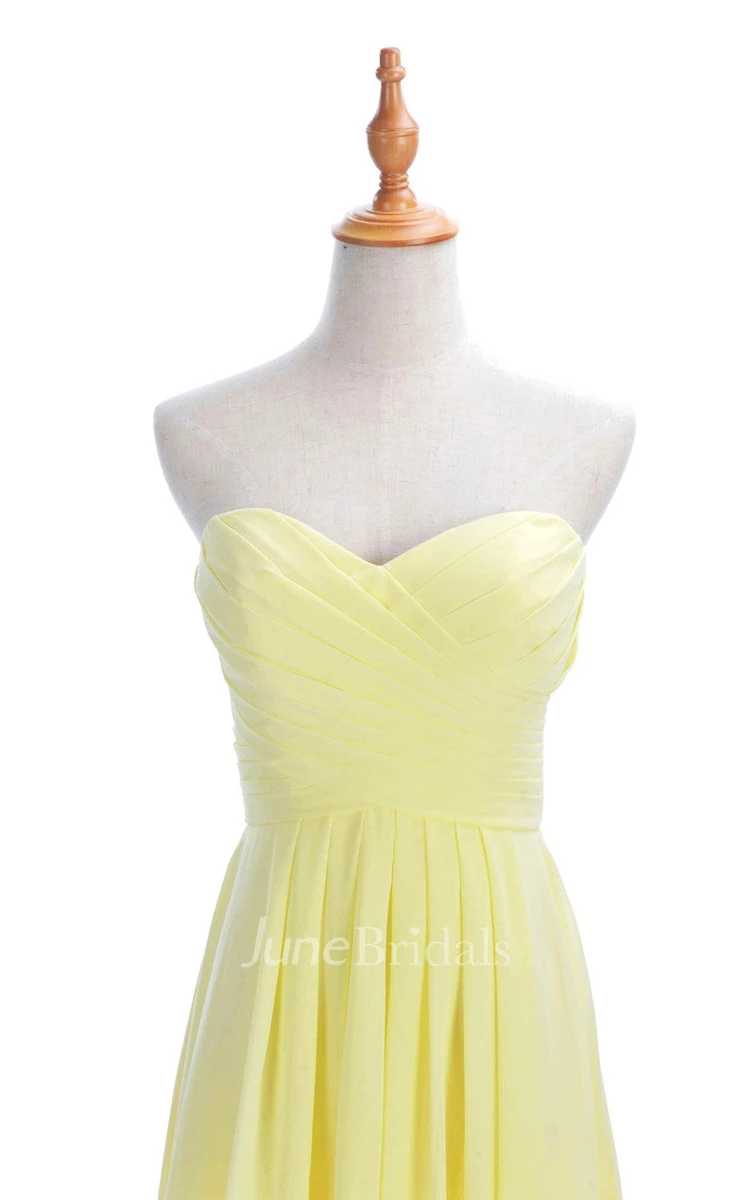 Strapless Ruched A-line Gown With Lace-up Back