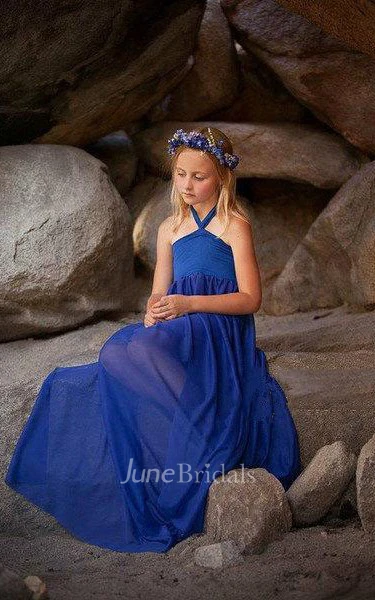 The Violet Chiffon Maxi Girls Birthday Party Dress With Halter Neck
