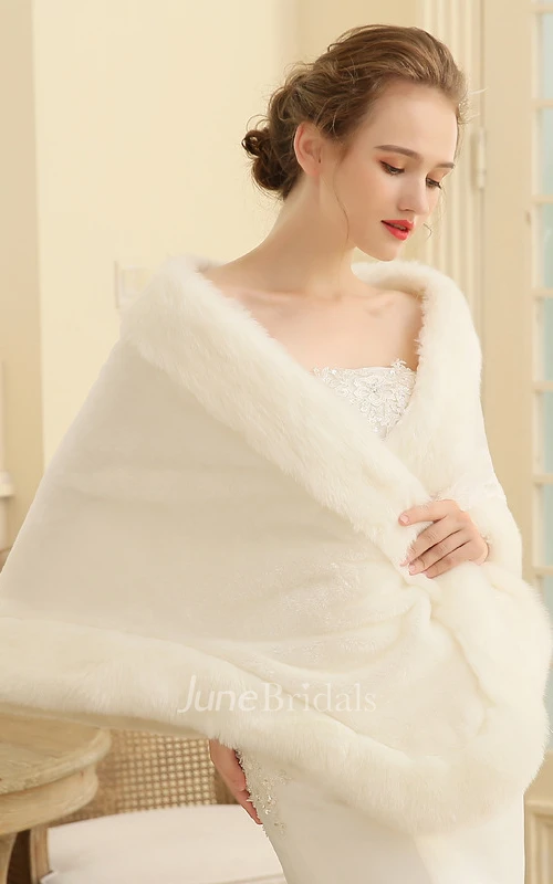 Ivory Faux Fur Bridal Wedding Dress Shawl