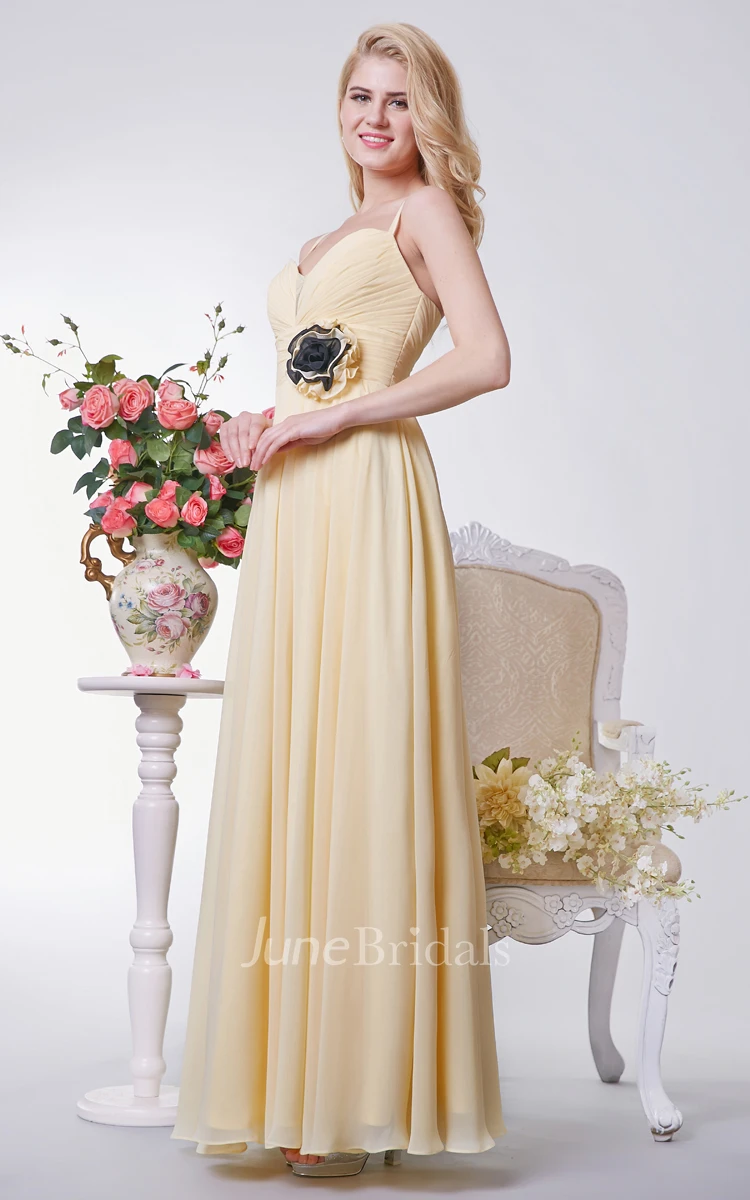 Sweetheart A-line Long Chiffon Dress With Ruching