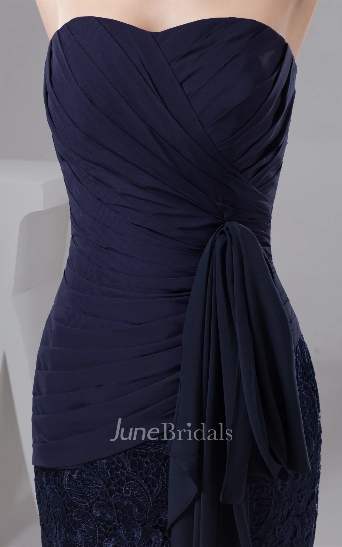 Sweetheart Criss-Cross Mini Dress with Lace and Draping