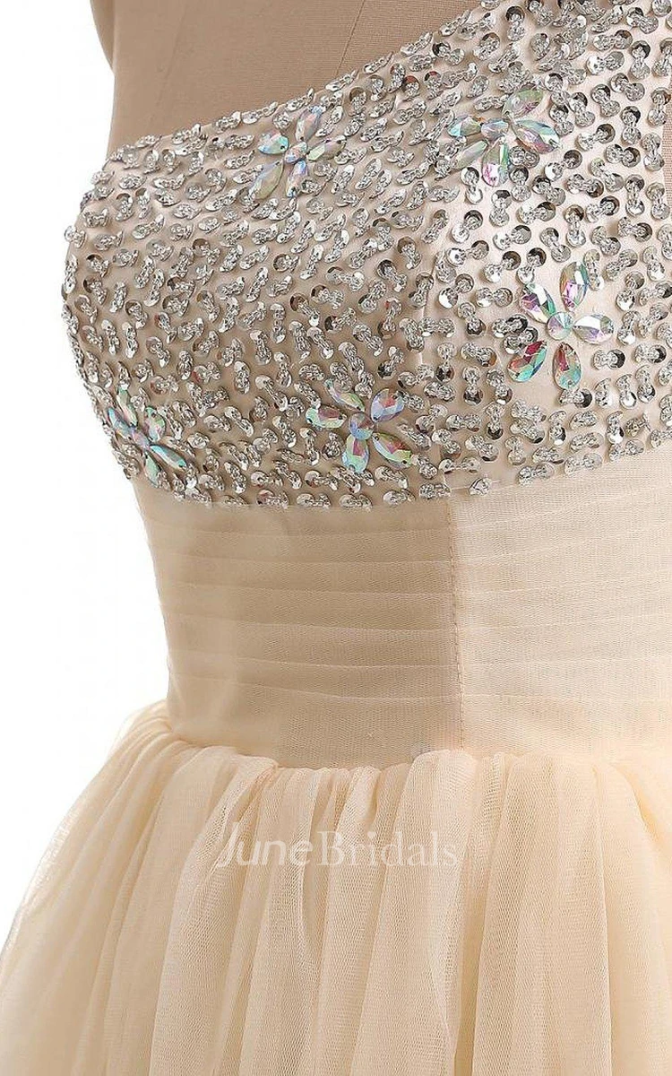 One-shoulder Short A-line Dress With Sequins