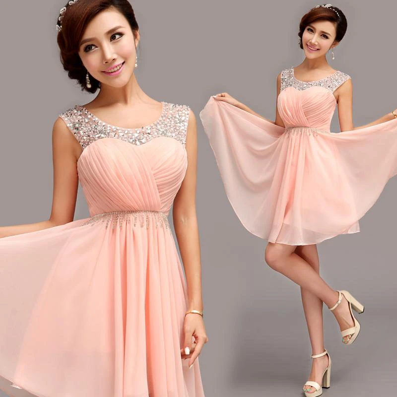 Glamorous Sleeveless Short Chiffon Homecoming Dress With Beadings