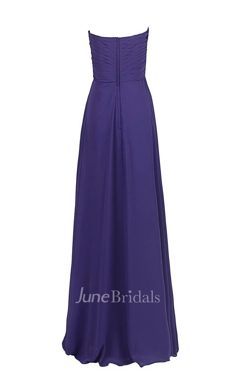 Basque Waist Long Chiffon Dress With Zipper Back