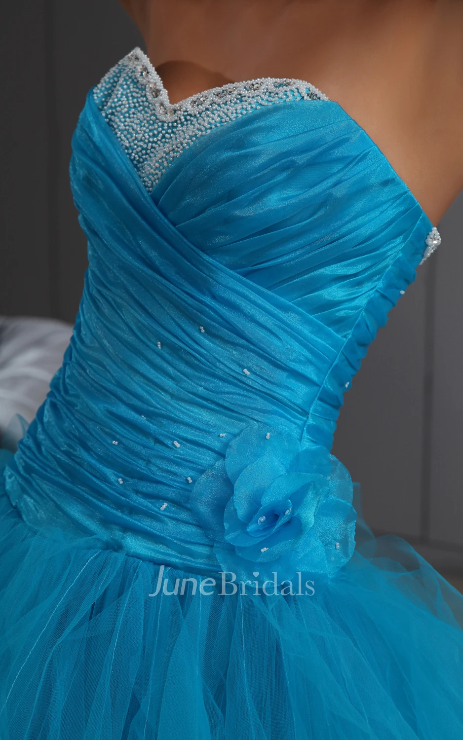 A-Line Ruffled Sweetheart Sleeveless Princess Ball Gown With Tulle Ruffles