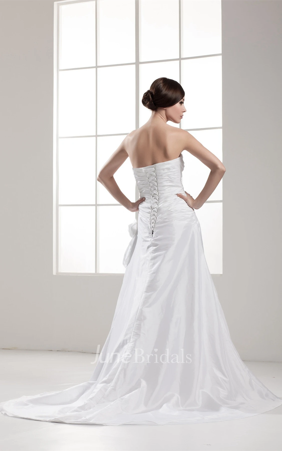 Sweetheart Criss-Cross Pick-Up Gown with Appliques and Flower