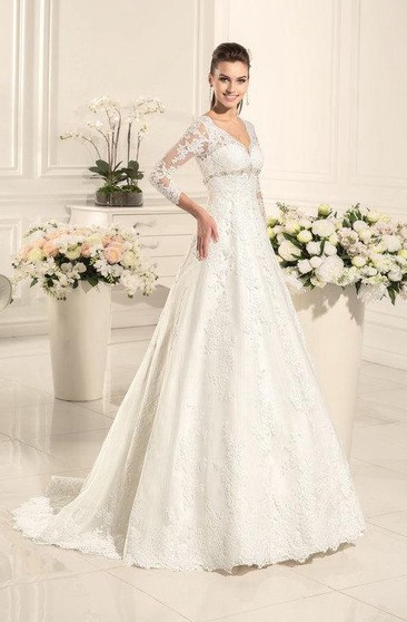 empire wedding dress with sleeves