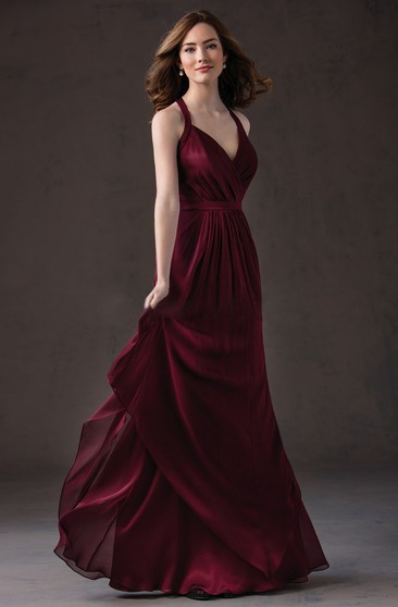 deep red bridesmaid dress