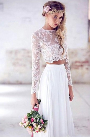 crop top bridal dress