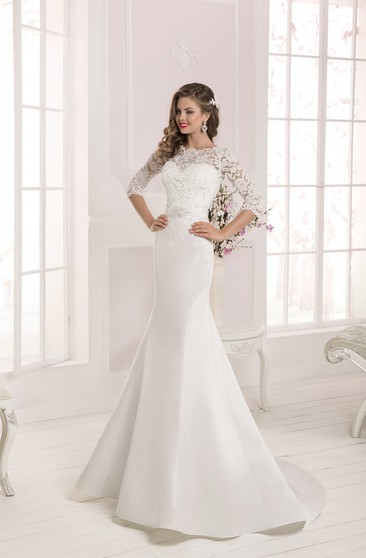 mermaid wedding dress lace sleeves