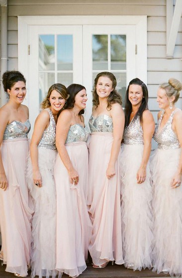 sparkly silver bridesmaid dresses