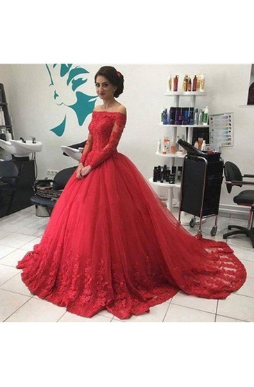 a line off shoulder prom dress