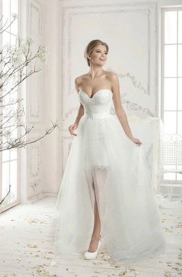 Sapphire Bridal Womens Sheath Short Dress With Detachable Skirt 2 in 1 Wedding dress 