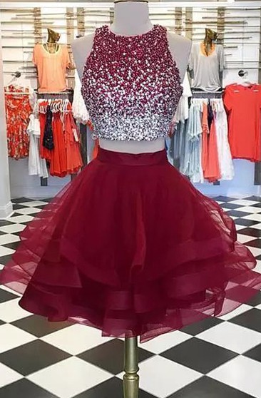 2 piece red dress