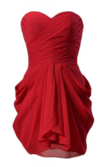 Strapless Ruching Layered Dress With Draping
