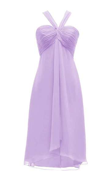 Chic Halter Ruched Chiffon Empire Gown