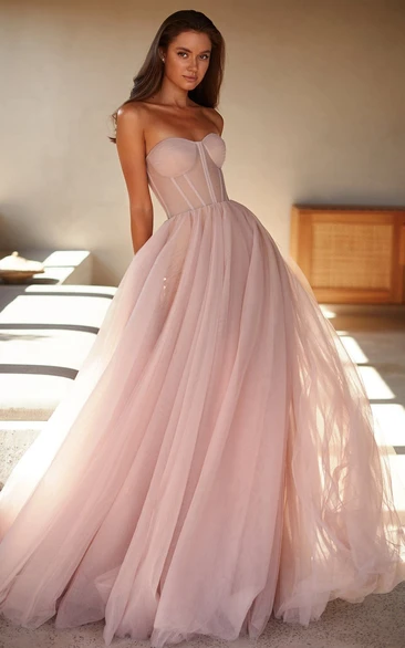 Elegant A-Line Strapless Formal Dress With Open Back 
