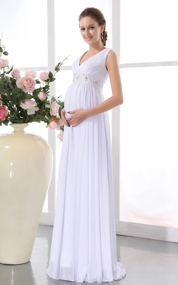 Maternity Chiffon Gown Withwaistbanded Waistband And Draping