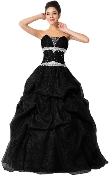 Strapless Ballgown With Beadings and Ruffles