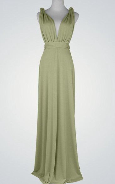 Maxi Green Bridesmaid Prom Light Green Multiway Cocktail Infinity Convertible Wrap Dress