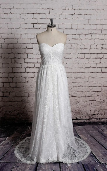 Beautiful Dress Long Lace Bridal Gown With Crisscross Ruching