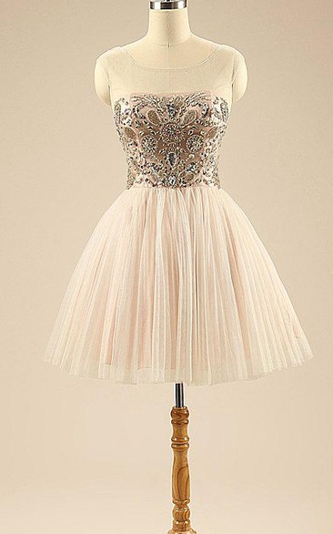Mini Tulle Dress With Beading