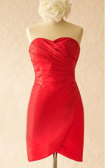 Red Satin Dress With Split Front&Split