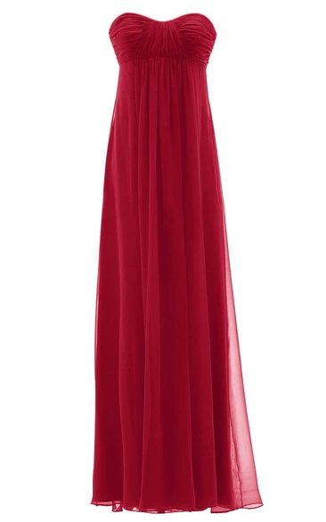 Sweetheart Long Chiffon Dress With Empire Design