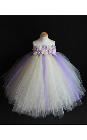 Ivory and Lavender Flower Girl Tulle Tutu Dress With Beading