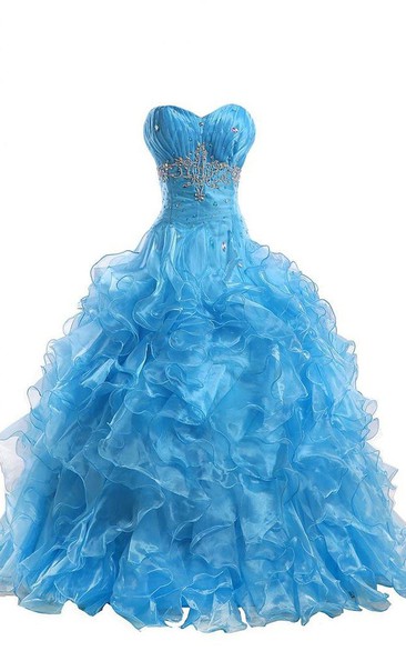 Sweetheart Ball Gown With Ruffles and Beadings
