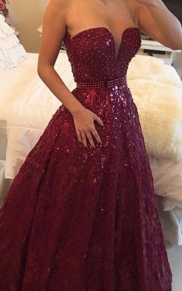 Sweetheart Beadings A-Line Evening Dresses Sexy Floor Length Prom Gowns