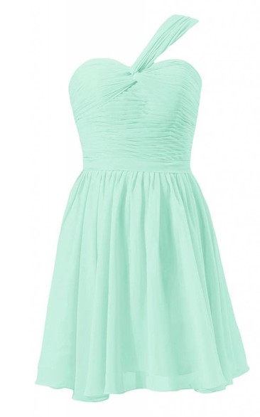 One-shoulder Sweetheart Ruched Short Dress With Zipper Back