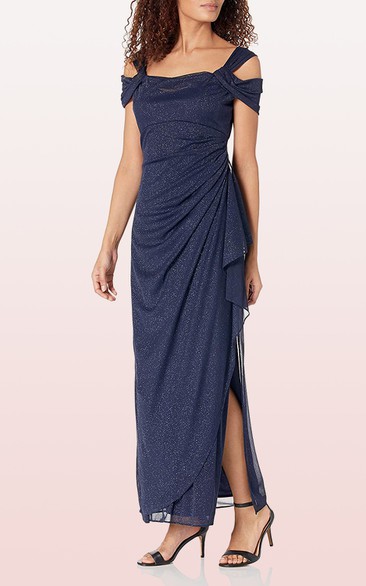 Modern Sheath Off-the-shoulder Sequins Sleeveless Mother of the Bride Dress