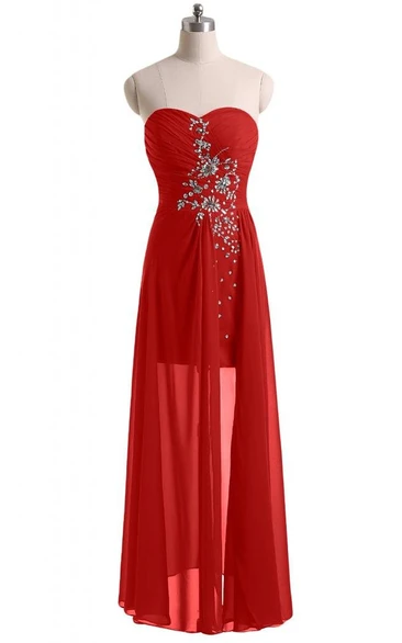 Sweetheart Basque Waist Dress With Crystal Embellishments