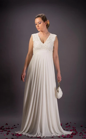 Vintage Lace Wedding Ivory Chiffon Wedding Bridal Dress