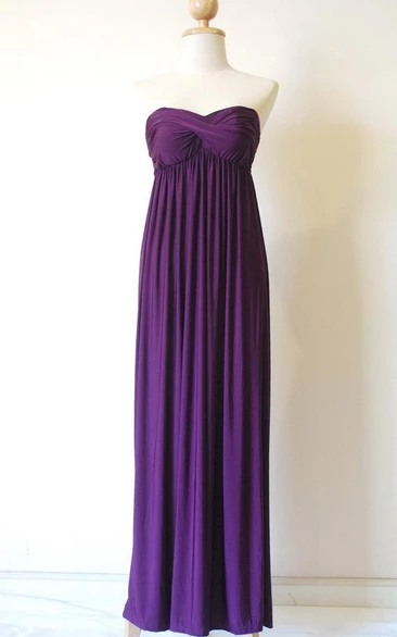 Strapless Purple Chiffon Dress